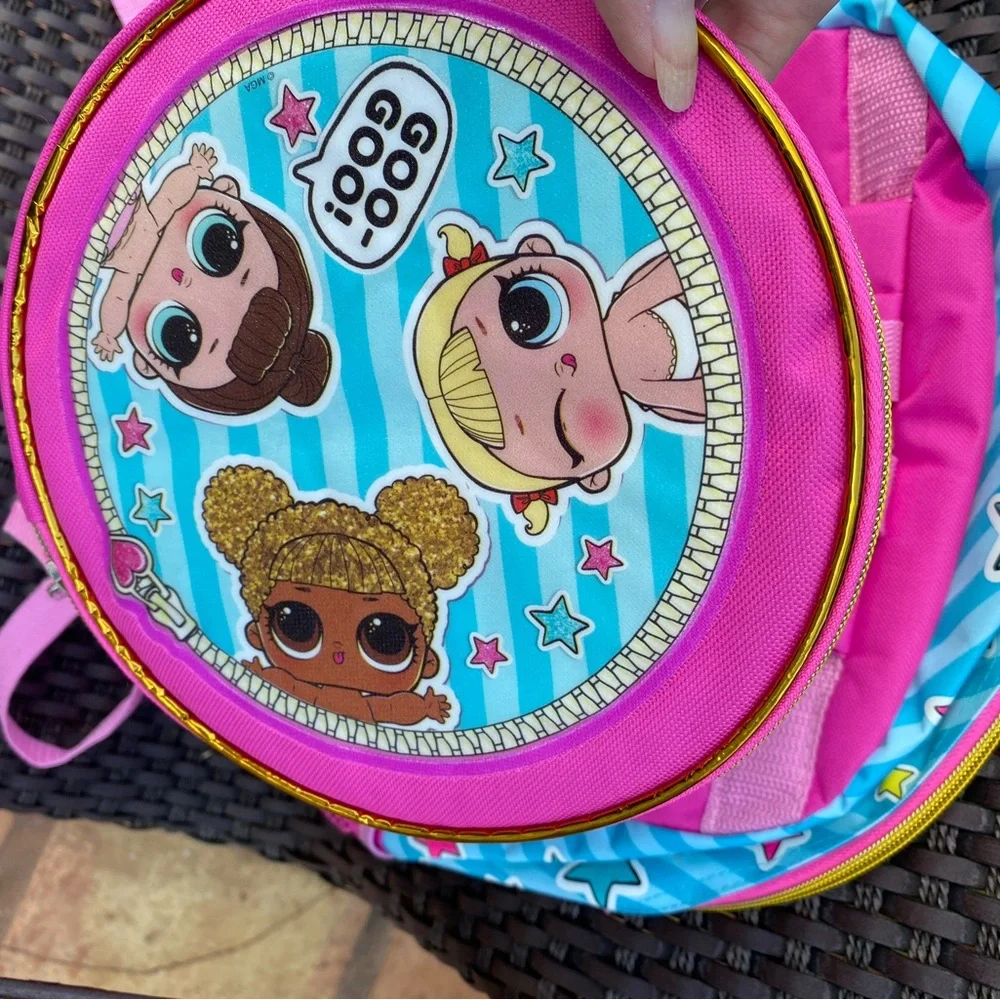 LOL Surprise Adorable Pink Lrg Backpack w/Small Round Lunchbag/Pouch NWOT💓